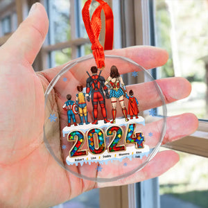 The Super Hero Team We Are In 2024 Merry Christmas  - Gift For Family - Personalized Glass Ornament - CL02 NA94