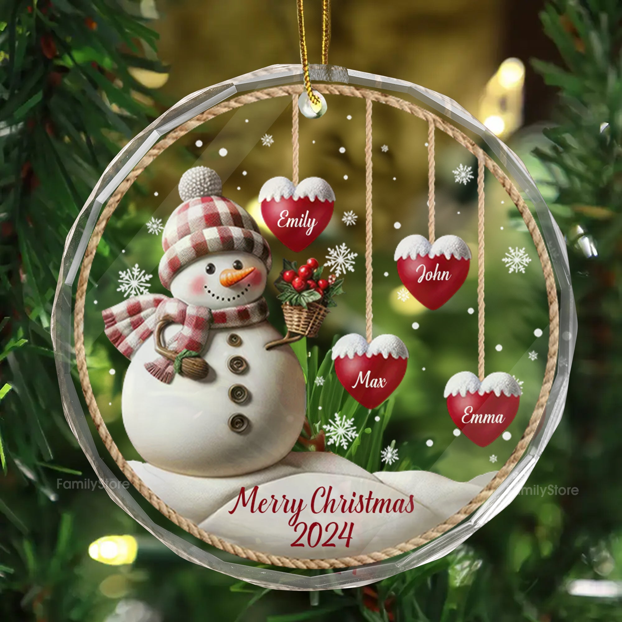 We Are A Snowman Family - Gift For Family Members, Friends - Personalized Glass Ornament - NA94