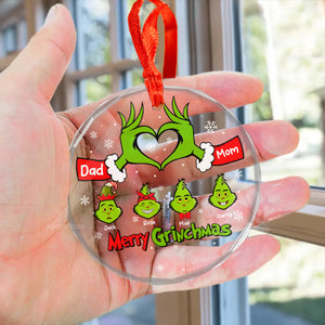 Christmas With Us The Family Or Green Monster - Gift For Family - Personalized Glass Ornament - CL42 NA94