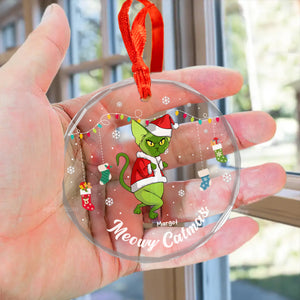 Meowy Catmas To All Of You Grinch Cats- Gift For Cat Lover, Pet Lovers - Personalized Glass Ornament - CL16 NH96