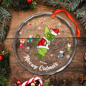 Meowy Catmas To All Of You Grinch Cats- Gift For Cat Lover, Pet Lovers - Personalized Glass Ornament - CL16 NH96