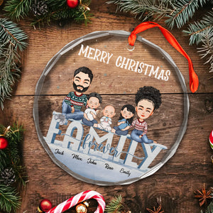 Christmas Is A Time For My Family - Gift For Family - Personalized Glass Ornament - CL33 NA94