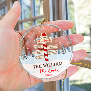 Christmas Snowy Winter Family Names - Gift For Family - Personalized Glass Ornament - NA94