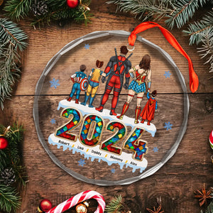 The Super Hero Team We Are In 2024 Merry Christmas  - Gift For Family - Personalized Glass Ornament - CL02 NA94