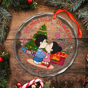 Peanuts Holding Each Other Up - Gift For Couples - Personalized Glass Ornament - CL45 NH96