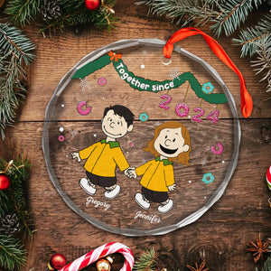 Together Sice Peanuts - Personalized Glass Ornament - Gift For Couple, Husband Wife, Anniversary, Engagement, Wedding, Marriage Gift - CL48 NH96