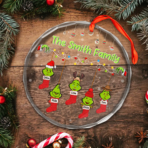 Merry Green Mas We Have Christmas Socks - Gift For Family Members - Personalized Glass Ornament - CL42 NA94