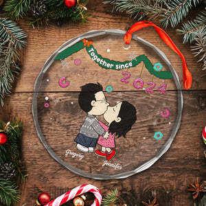 Together Sice Peanuts - Personalized Glass Ornament - Gift For Couple, Husband Wife, Anniversary, Engagement, Wedding, Marriage Gift - CL45 NH96