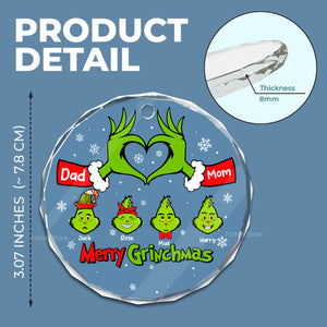 Christmas With Us The Family Or Green Monster - Gift For Family - Personalized Glass Ornament - CL42 NA94