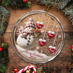 We Are A Snowman Family - Gift For Family Members, Friends - Personalized Glass Ornament - NA94