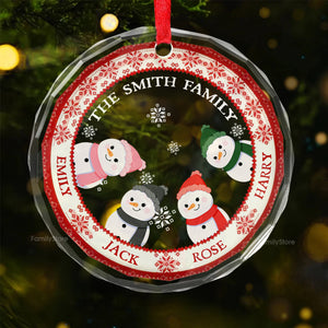 Stay With My Family In Our Cozy Christmas Home - Gift For Family - Personalized Glass Ornament NA94