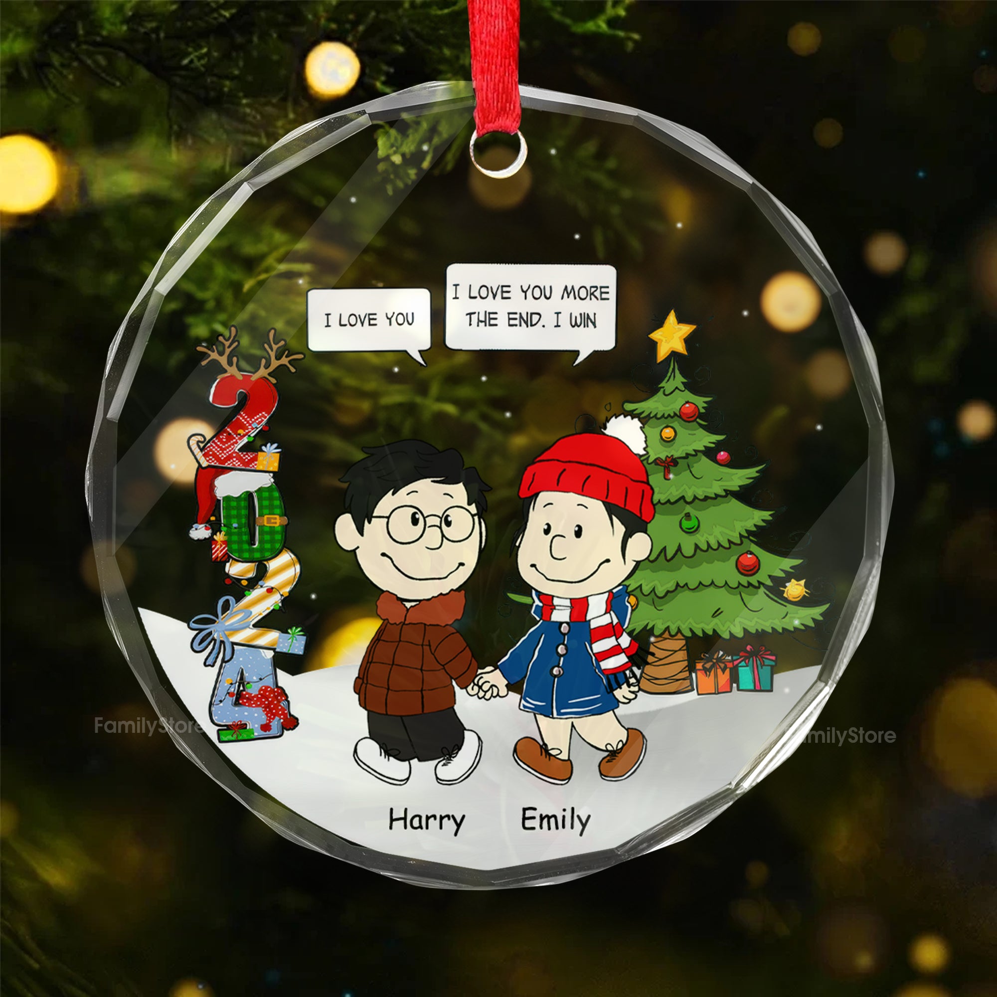 Peanuts I Love You More The End I Win - Gift For Couples - Personalized Glass Ornament - CL43 NH96