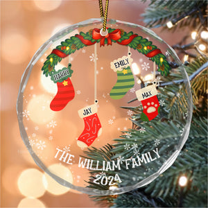 Family Stockings - Gift For Family - Personalized Glass Ornament NA94