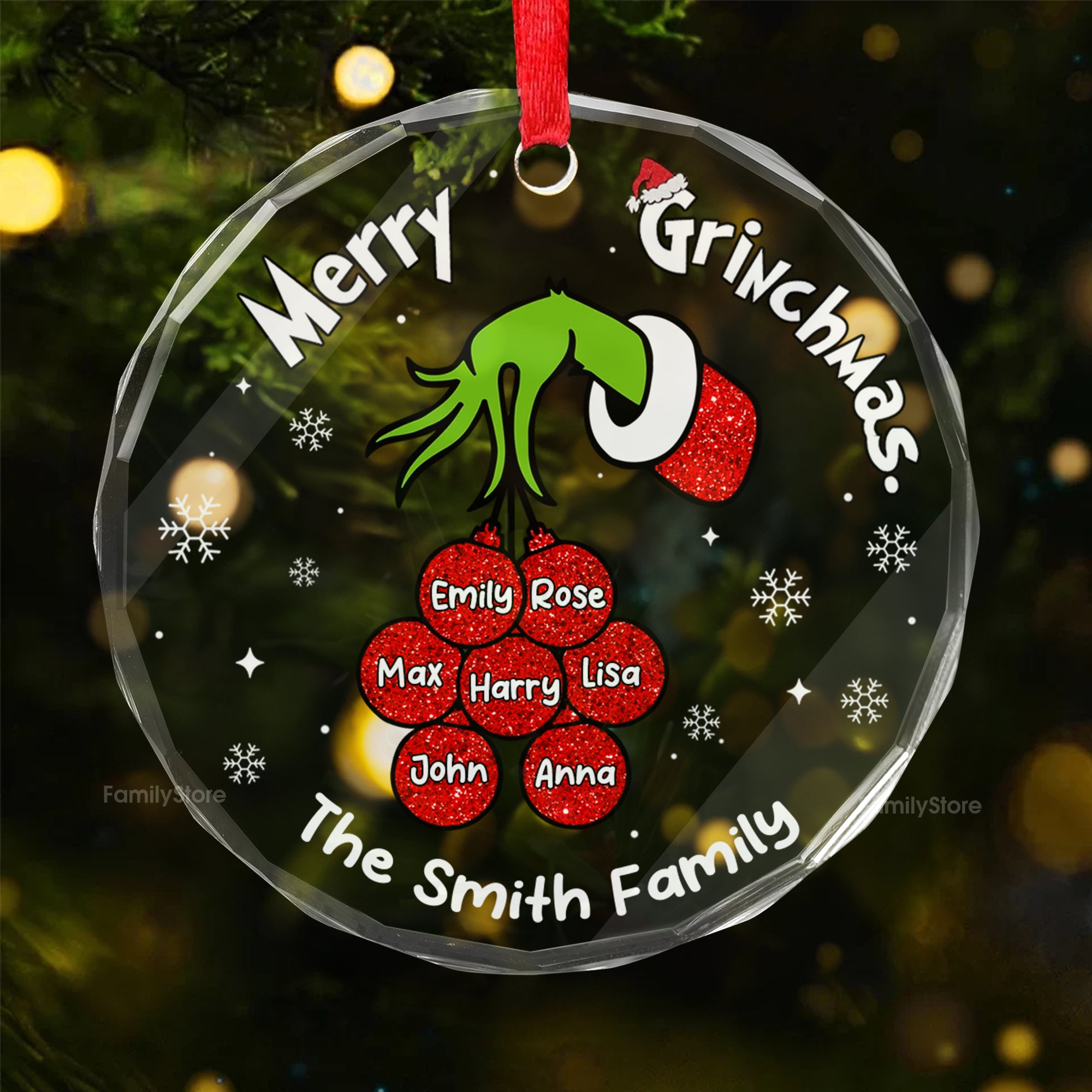 Merry Green Mas Let's Make A Heart - Gift For Family Members - Personalized Acrylic Ornament NA94