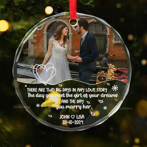 Custom Photo There Are Two Big Days In Any Love Story - Gift for Couples, Wedding - Personalized Glass Ornament NH96