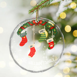 Family Stockings - Gift For Family - Personalized Glass Ornament NA94