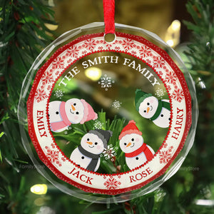 Stay With My Family In Our Cozy Christmas Home - Gift For Family - Personalized Glass Ornament NA94