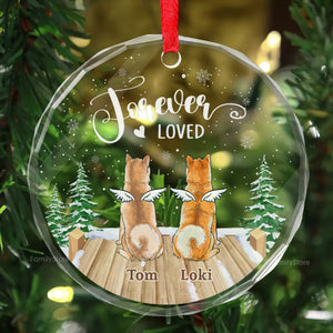 Forever Loved Dog Christmas With Angel Wings - Pet Memorial - Personalized Photo Glass Ornament CLP06 DN100