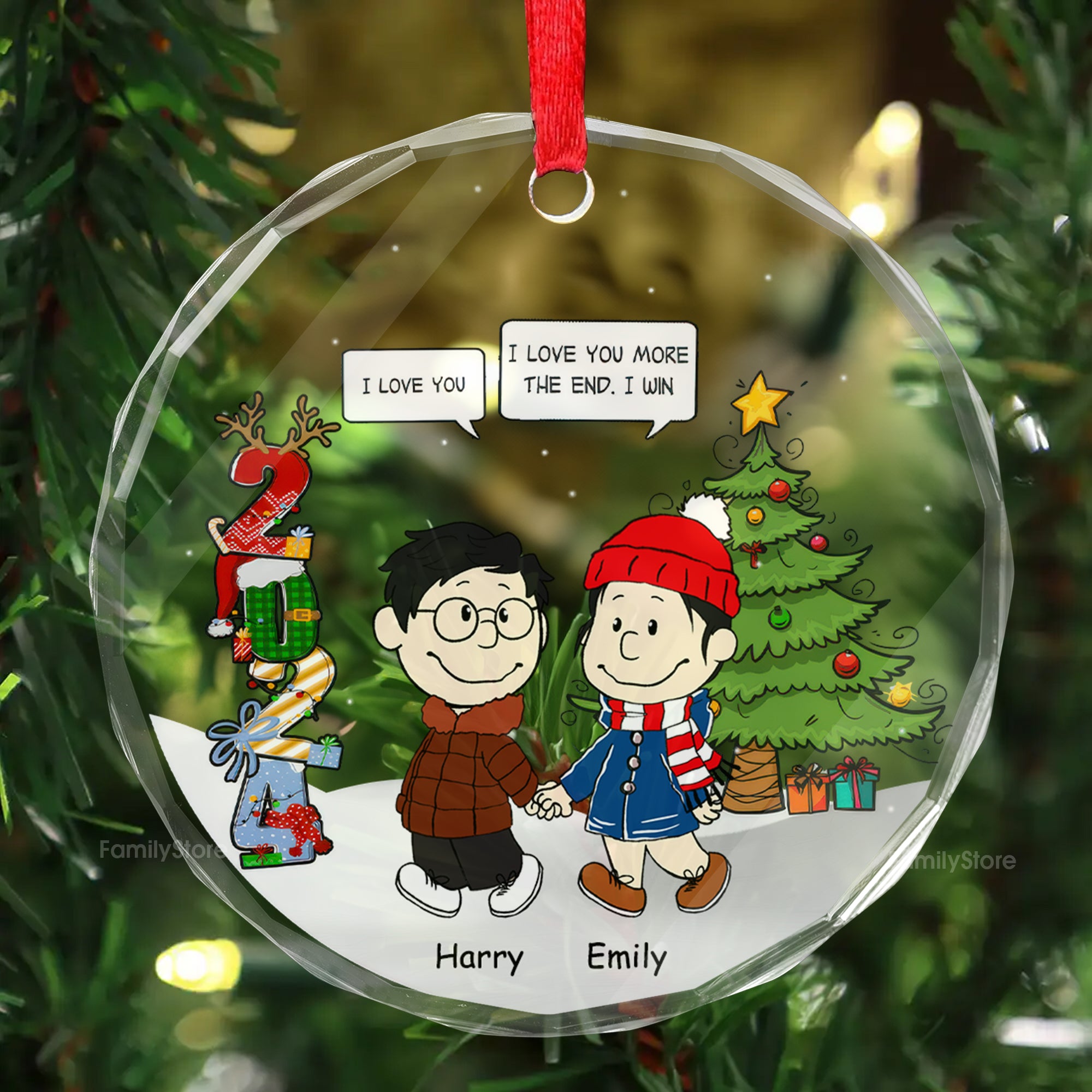 Peanuts I Love You More The End I Win - Gift For Couples - Personalized Glass Ornament - CL43 NH96