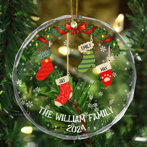 Family Stockings - Gift For Family - Personalized Glass Ornament NA94