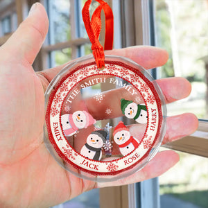 Stay With My Family In Our Cozy Christmas Home - Gift For Family - Personalized Glass Ornament NA94