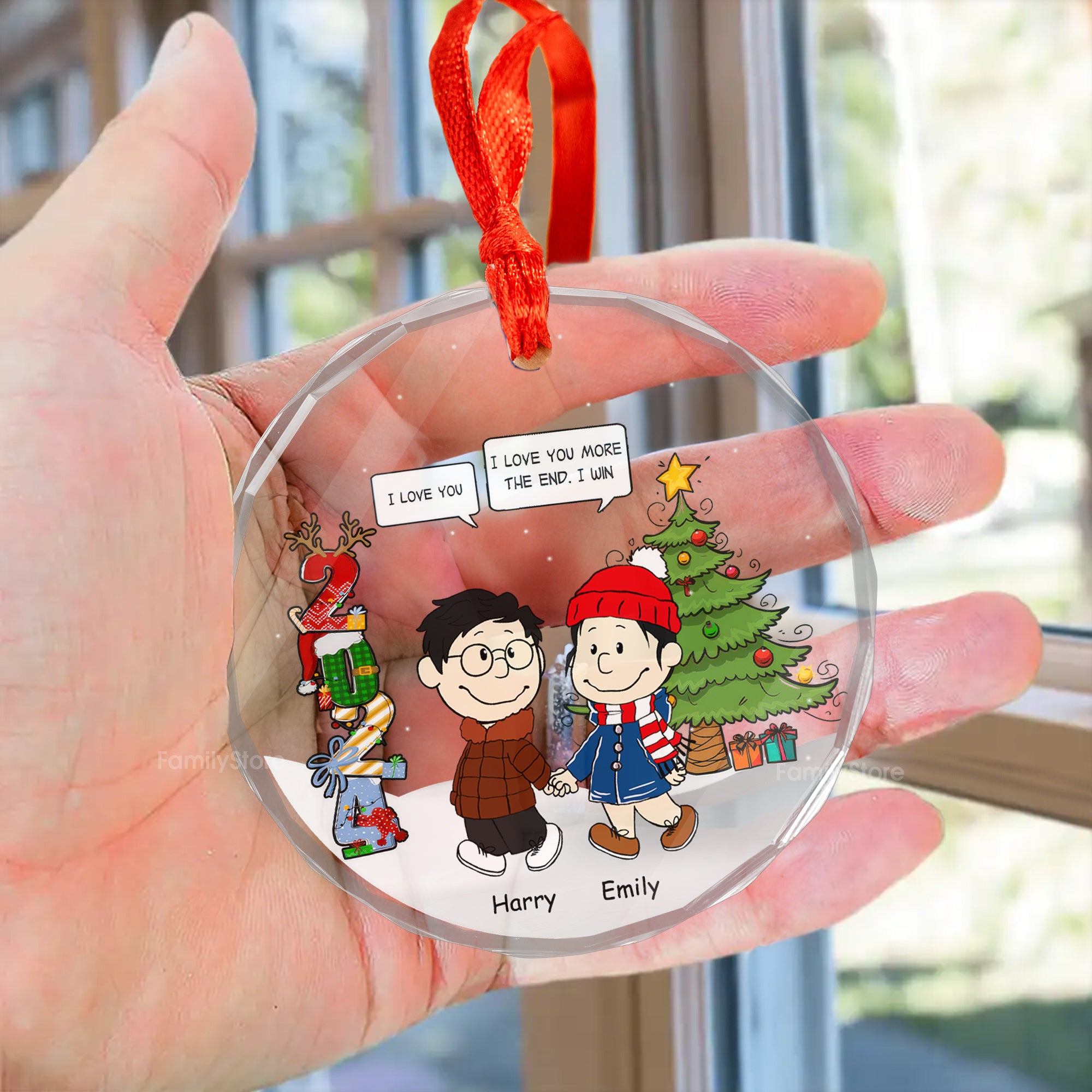 Peanuts I Love You More The End I Win - Gift For Couples - Personalized Glass Ornament - CL43 NH96