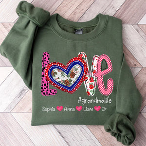 Floral Love Grandma Life - Personalized Sweatshirt With Design On Sleeve - Gift For Grandma, Mom, Wife | Custom Sleeve NH96