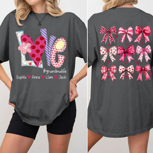 Love Grandmalife Valentine Bow - Personalized Sweatshirt With Design On Sleeve - Gift For Grandma, Mom, Wife | Custom Sleeve NH96