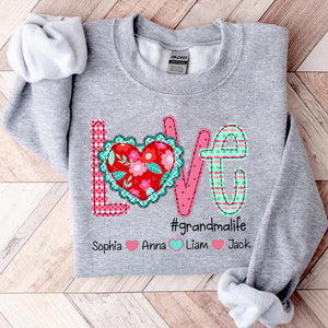 Valentine's Day Love Grandma Life - Personalized Sweatshirt With Design On Sleeve - Gift For Grandma, Mom, Wife | Custom Sleeve NH96