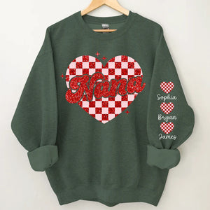 Nana Heart And Kids - Personalized Sweatshirt With Design On Sleeve - Gift For Grandma, Mom, Wife | Custom Sleeve NH96