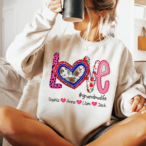 Floral Love Grandma Life - Personalized Sweatshirt With Design On Sleeve - Gift For Grandma, Mom, Wife | Custom Sleeve NH96