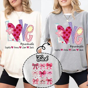 Love Grandmalife Valentine Bow - Personalized Sweatshirt With Design On Sleeve - Gift For Grandma, Mom, Wife | Custom Sleeve NH96