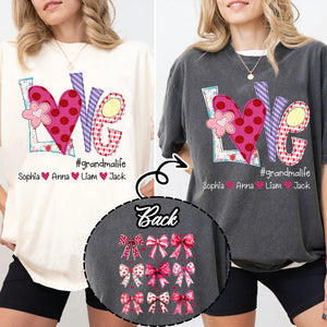 Love Grandmalife Valentine Bow - Personalized Sweatshirt With Design On Sleeve - Gift For Grandma, Mom, Wife | Custom Sleeve NH96