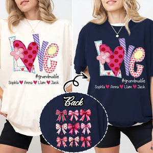 Love Grandmalife Valentine Bow - Personalized Sweatshirt With Design On Sleeve - Gift For Grandma, Mom, Wife | Custom Sleeve NH96