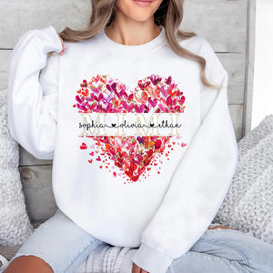 Grandma Heart, Mimi And Kids- Personalized Sweatshirt With Design On Sleeve -  Meaningful Gifts For Grandma, Mom, Wife | Custom Sleeve NH96