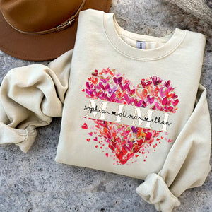 Grandma Heart, Mimi And Kids- Personalized Sweatshirt With Design On Sleeve -  Meaningful Gifts For Grandma, Mom, Wife | Custom Sleeve NH96