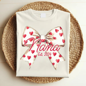 Love Grandma Valentine Bow - Personalized Sweatshirt With Design On Sleeve - Gift For Grandma, Mom, Wife | Custom Sleeve NH96