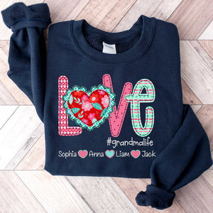 Valentine's Day Love Grandma Life - Personalized Sweatshirt With Design On Sleeve - Gift For Grandma, Mom, Wife | Custom Sleeve NH96