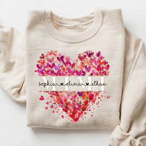 Grandma Heart, Mimi And Kids- Personalized Sweatshirt With Design On Sleeve -  Meaningful Gifts For Grandma, Mom, Wife | Custom Sleeve NH96