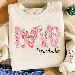 Love Bow  Grandmalife - Personalized Sweatshirt With Design On Sleeve - Gift For Grandma, Mom, Wife | Custom Sleeve NH96