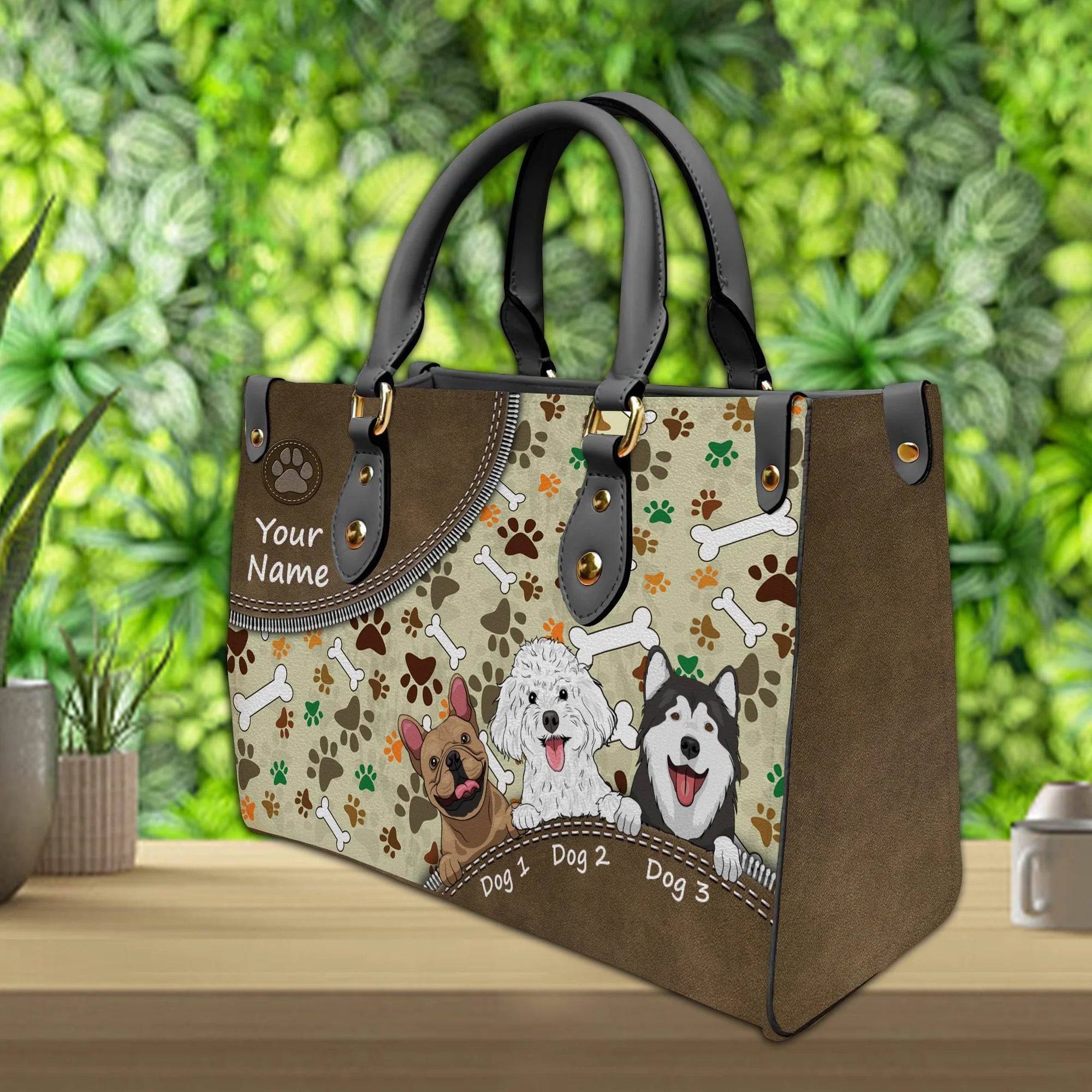 The Road To My Heart Is Filled With Paw Prints - Personalized Leather Handbag - Gift For Pet Owners, Pet Lovers , Cat Lovers, Dog Lovers | CLP14 NH96