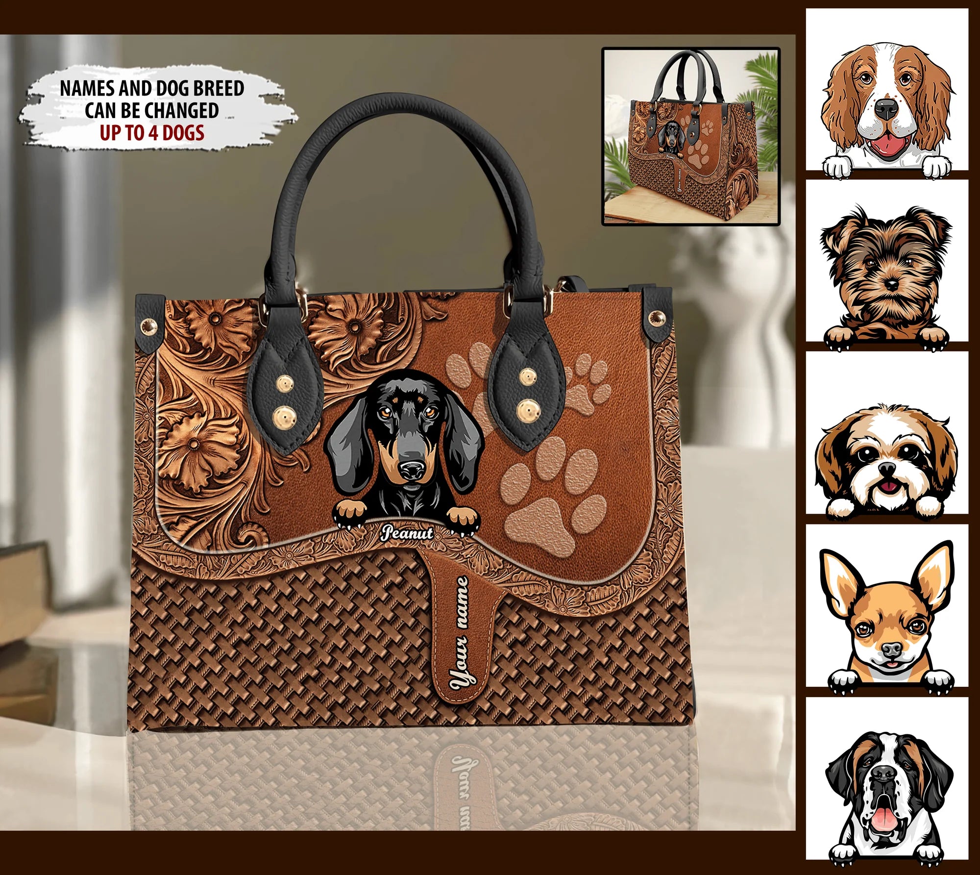 My Best Friend Comes With A Wagging Tail - Personalized Leather Handbag - Gift for Dog Lovers, Dog Dad, Dog Mom | CLP13 NH96