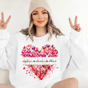 Grandma Heart, Mimi And Kids- Personalized Sweatshirt With Design On Sleeve -  Meaningful Gifts For Grandma, Mom, Wife | Custom Sleeve NH96