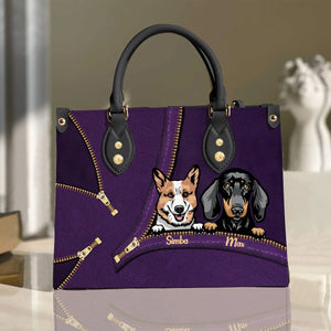 Fur Is Where You Find Unconditional Loyalty Purple - Personalized Leather Handbag - Gift for Dog Lovers, Dog Dad, Dog Mom | CLP13 NH96