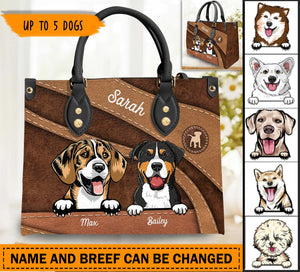 Dog Mom For Life - Personalized Leather Handbag - Gift for Dog Lovers, Dog Dad, Dog Mom | CLP13 NH96