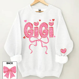 Gigi Nana And Kids - Personalized Sweatshirt With Design On Sleeve - Valentine Gift For Grandma, Mom, Wife - NH96