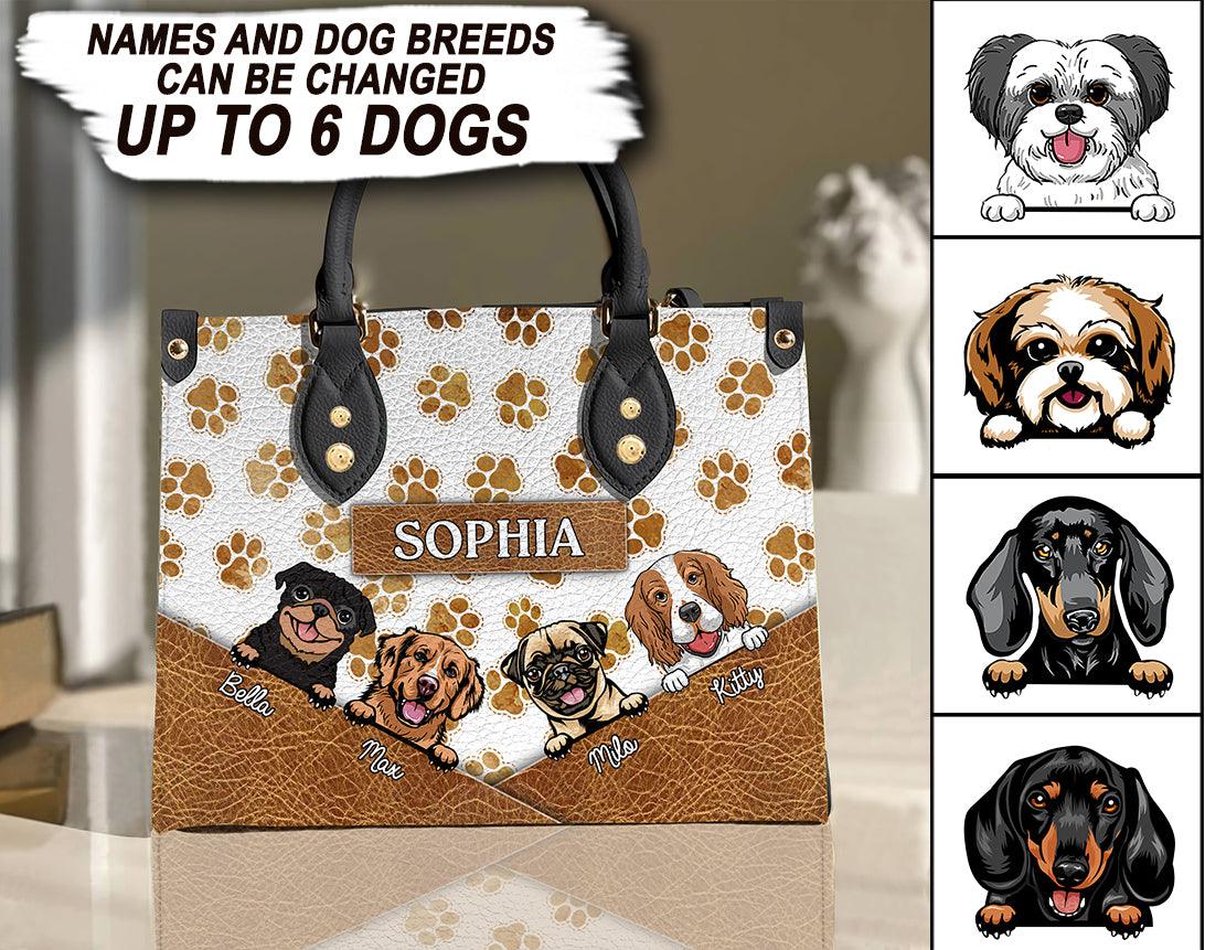 Take Me Everywhere You Go Paw Pattern - Personalized Leather Handbag - Gift for Dog Lovers, Dog Dad, Dog Mom | CLP13 NH96