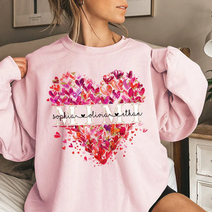 Grandma Heart, Mimi And Kids- Personalized Sweatshirt With Design On Sleeve -  Meaningful Gifts For Grandma, Mom, Wife | Custom Sleeve NH96