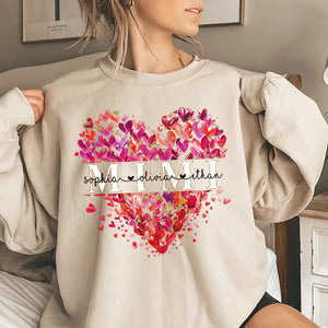 Grandma Heart, Mimi And Kids- Personalized Sweatshirt With Design On Sleeve -  Meaningful Gifts For Grandma, Mom, Wife | Custom Sleeve NH96