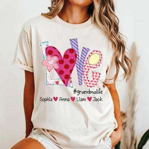 Love Grandmalife Valentine Bow - Personalized Sweatshirt With Design On Sleeve - Gift For Grandma, Mom, Wife | Custom Sleeve NH96